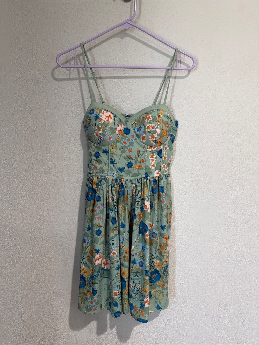 Floral Sage Smocked Bustier Sundress - Women Dresses